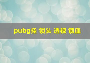 pubg挂 锁头 透视 锁血